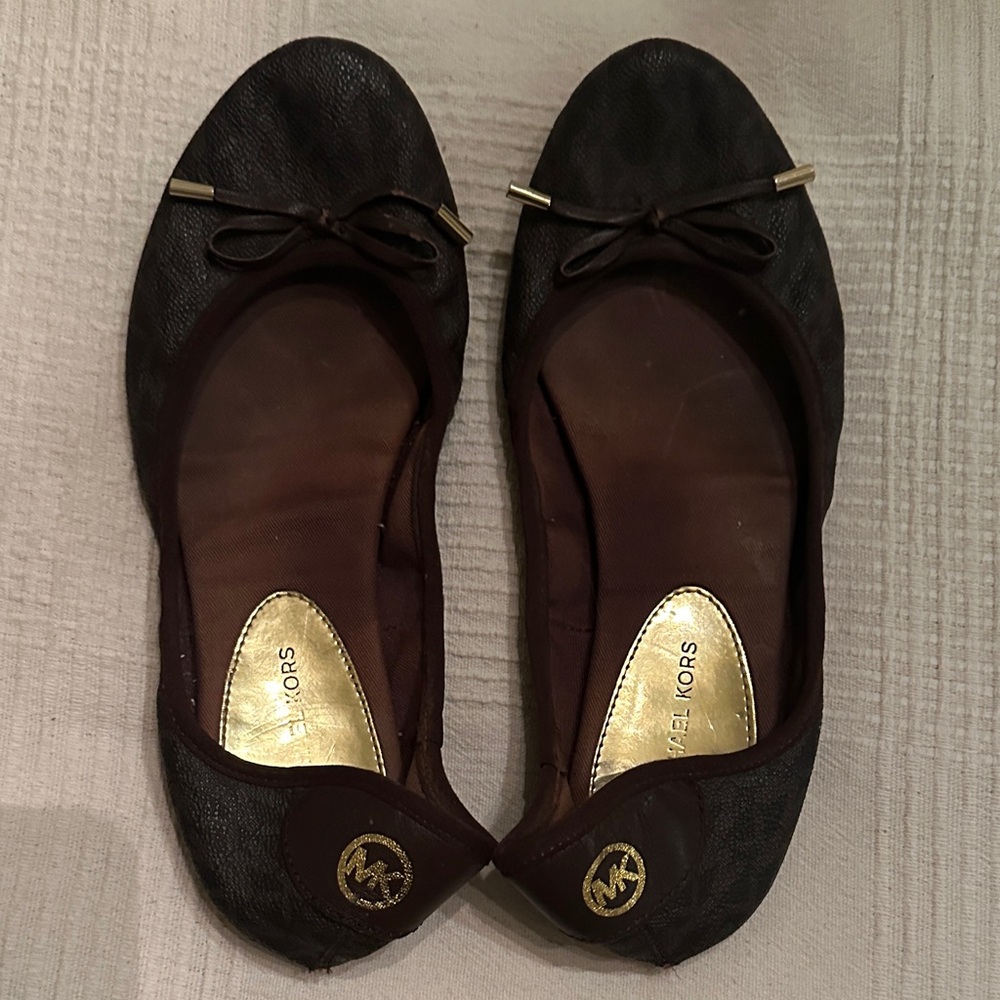 Michael Kors Women's Dark Brown Ballet Flats